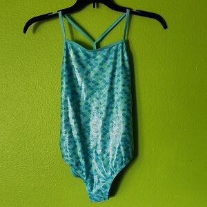 Shimmering One-Piece Mermaid Blue and Green Swimsuit
